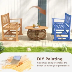 Tangkula 2-Person Outdoor Acacia Wood Glider Bench