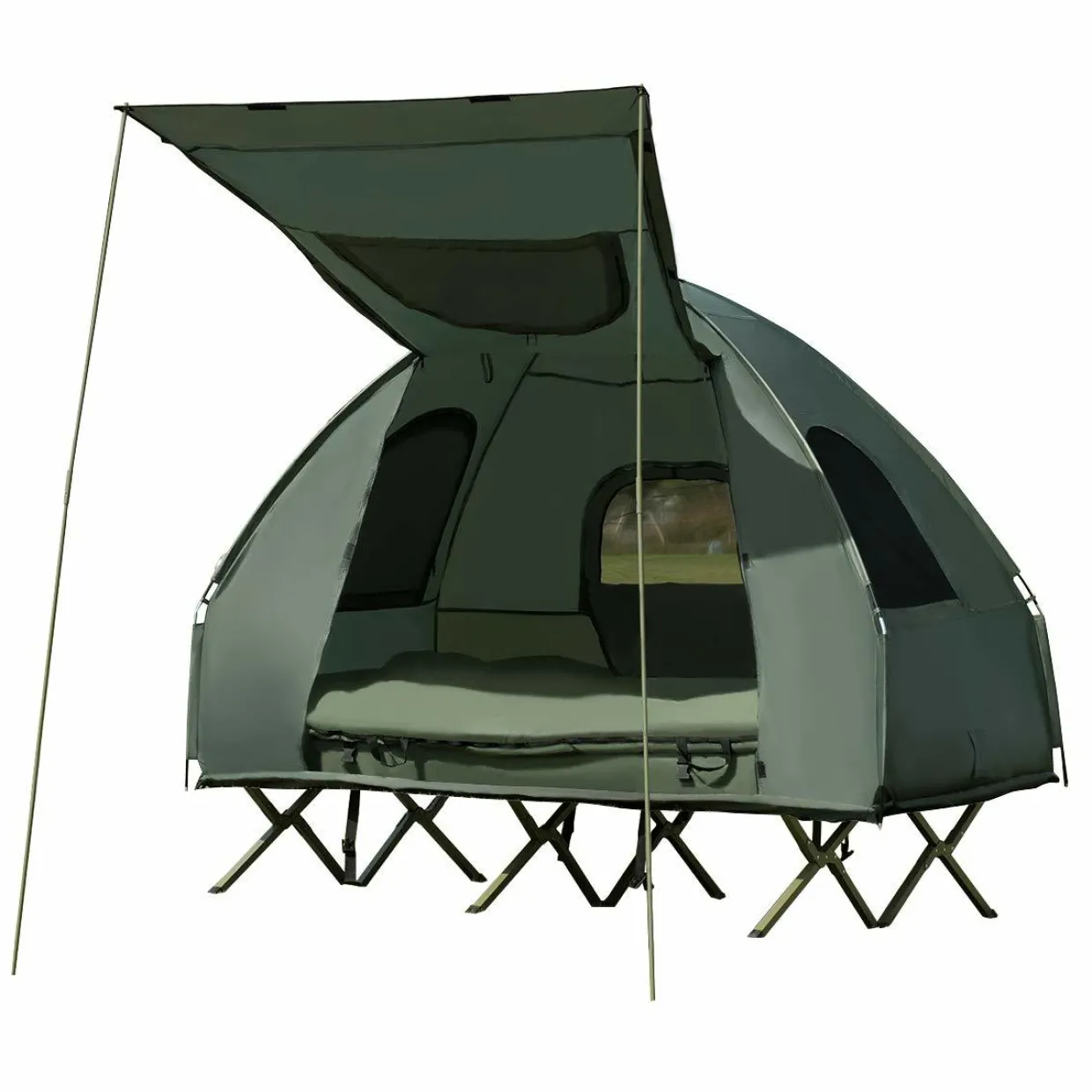 Tangkula 2-Person Outdoor Foldable Camping Tent with Air Mattress & Sleeping Bag