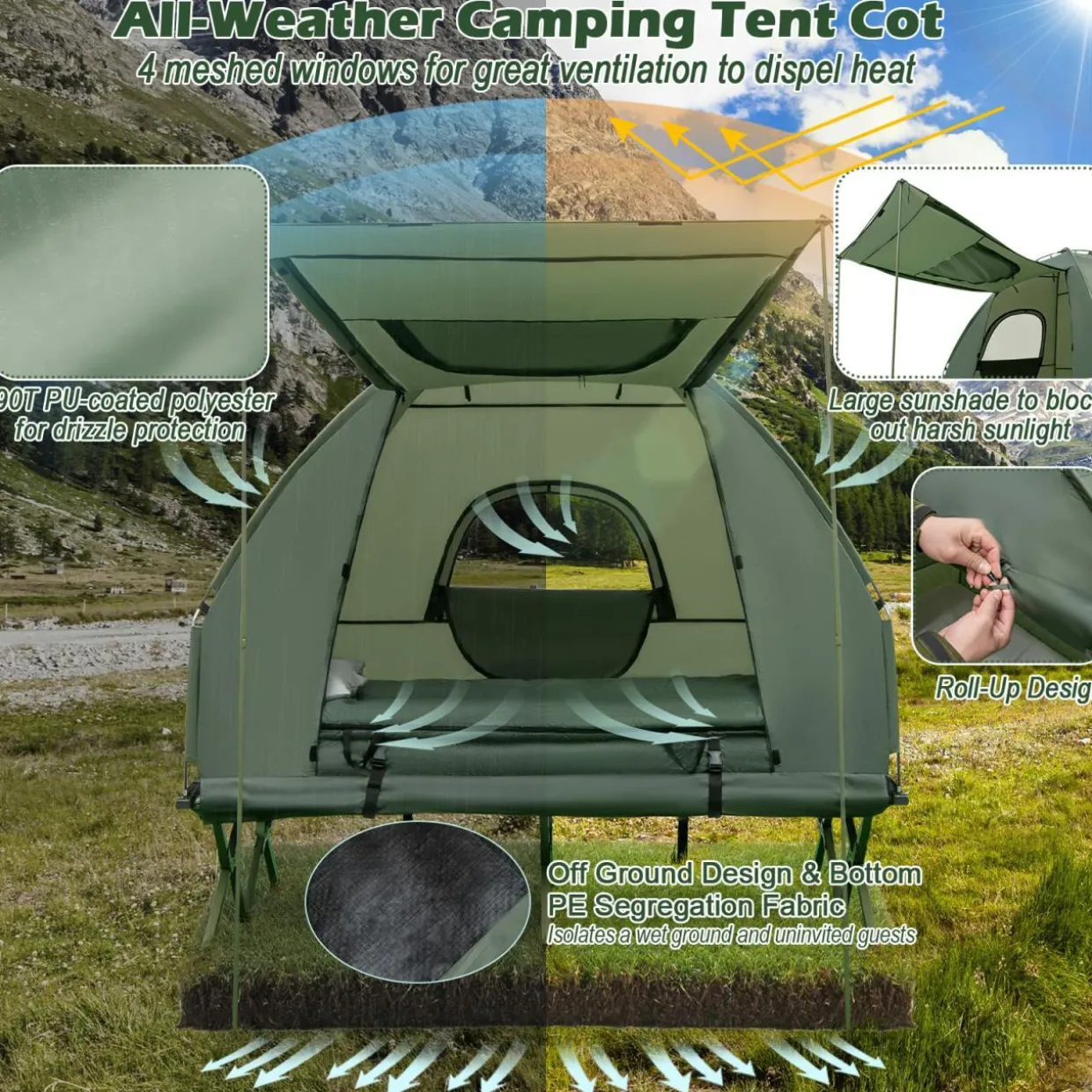 Tangkula 2-Person Outdoor Foldable Camping Tent with Air Mattress & Sleeping Bag