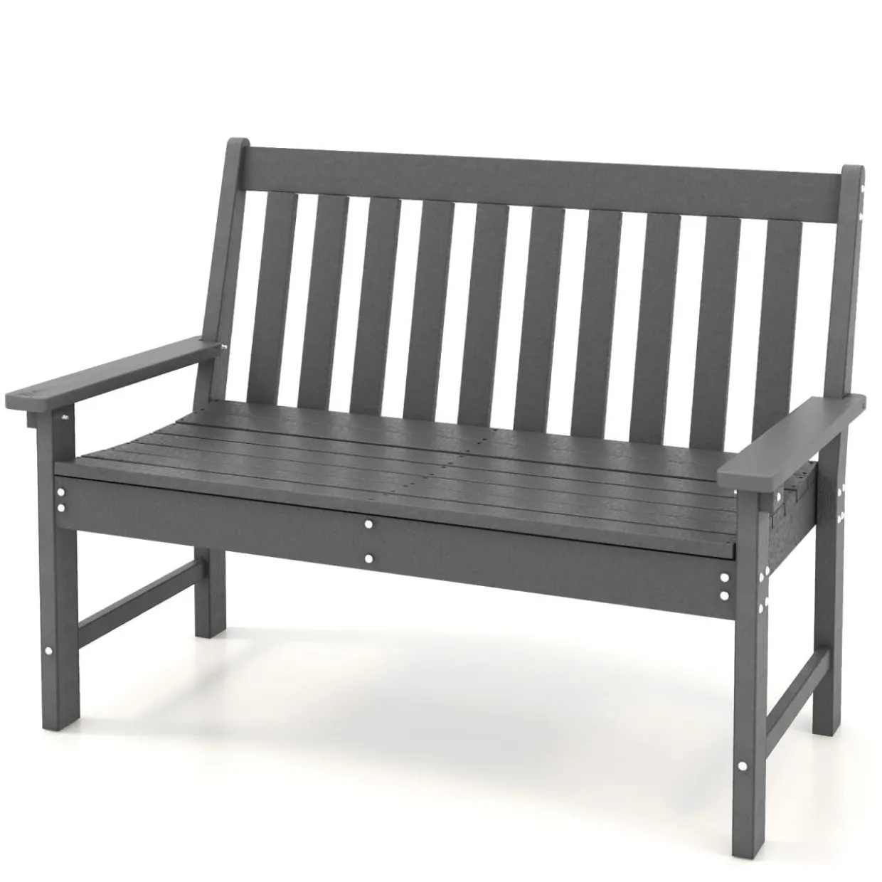 Tangkula 2-Person Outdoor Garden Park Bench, All-Weather HDPE Patio Loveseat Chair with Cozy Backrest