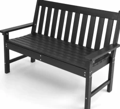 Tangkula 2-Person Outdoor Garden Park Bench, All-Weather HDPE Patio Loveseat Chair with Cozy Backrest