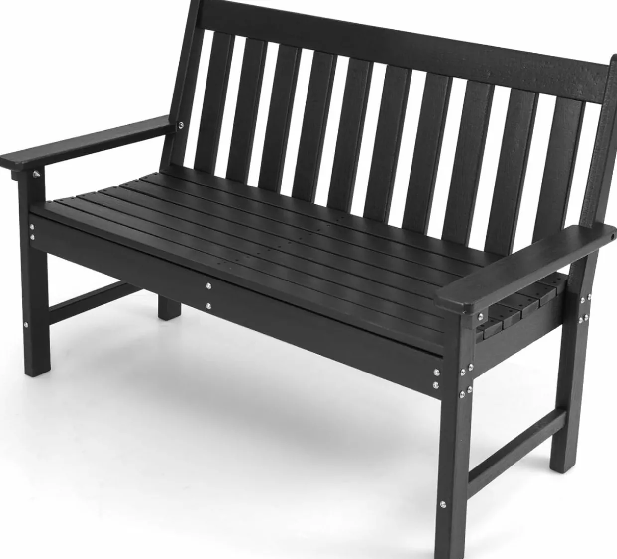 Tangkula 2-Person Outdoor Garden Park Bench, All-Weather HDPE Patio Loveseat Chair with Cozy Backrest