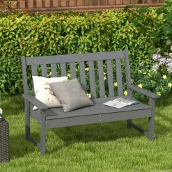 Tangkula 2-Person Outdoor Garden Park Bench, All-Weather HDPE Patio Loveseat Chair with Cozy Backrest