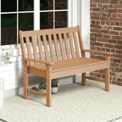 Tangkula 2-Person Outdoor Garden Park Bench, All-Weather HDPE Patio Loveseat Chair with Cozy Backrest