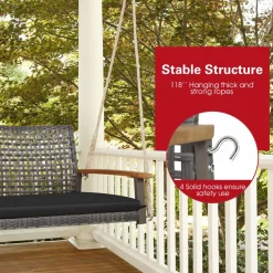 Tangkula 2-Person Outdoor Porch Swing with 118