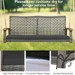 Tangkula 2-Person Outdoor Porch Swing with 118