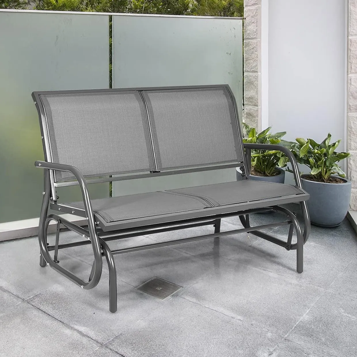 Tangkula 2-Person Patio Glider, Outdoor Swing Bench