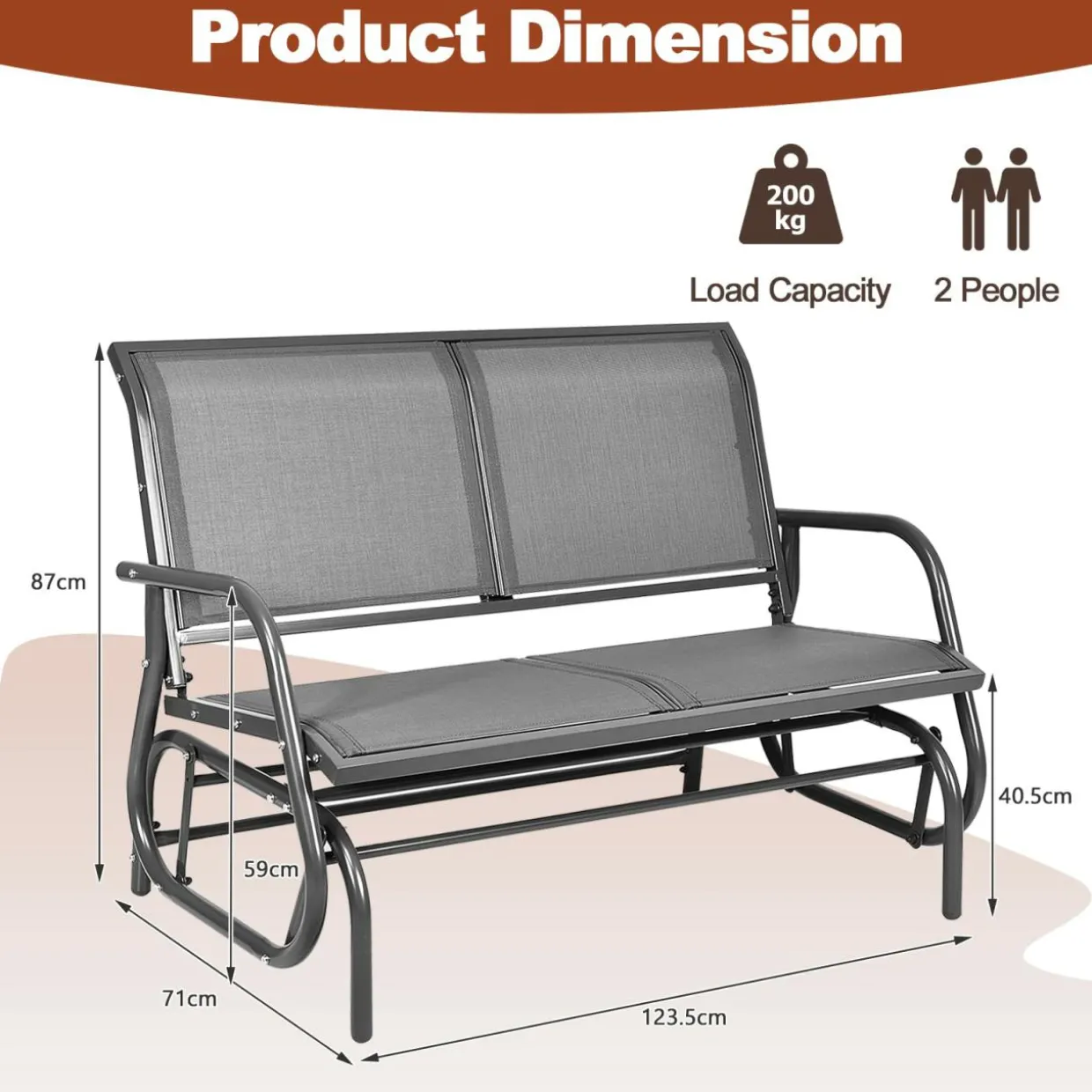 Tangkula 2-Person Patio Glider, Outdoor Swing Bench