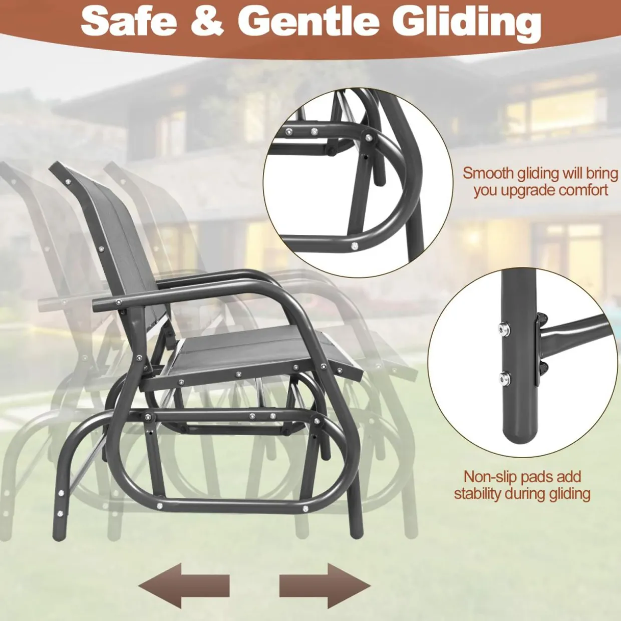 Tangkula 2-Person Patio Glider, Outdoor Swing Bench