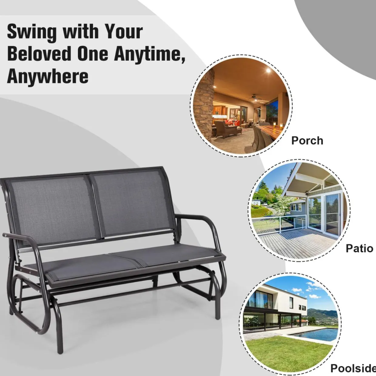 Tangkula 2-Person Patio Glider, Outdoor Swing Bench