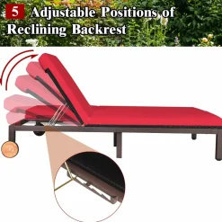 Tangkula 2-Person Patio Lounge Chair, Outdoor Rattan Double Wicker Daybed Chaise Lounge Chair