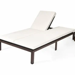 Tangkula 2-Person Patio Lounge Chair, Outdoor Rattan Double Wicker Daybed Chaise Lounge Chair