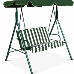 Tangkula 2-Person Patio Swing, Outdoor Yard Swing with Canopy & Cushion, Weather Resistant Steel Lounge Swing Chair
