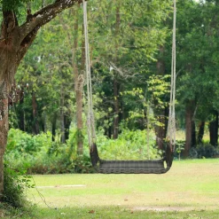 Tangkula 1-Person Rattan Porch Swing, Outdoor Single Swing Chair Bench