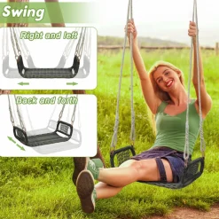 Tangkula 1-Person Rattan Porch Swing, Outdoor Single Swing Chair Bench