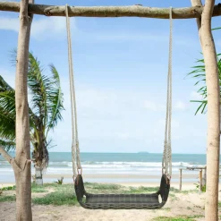 Tangkula 1-Person Rattan Porch Swing, Outdoor Single Swing Chair Bench