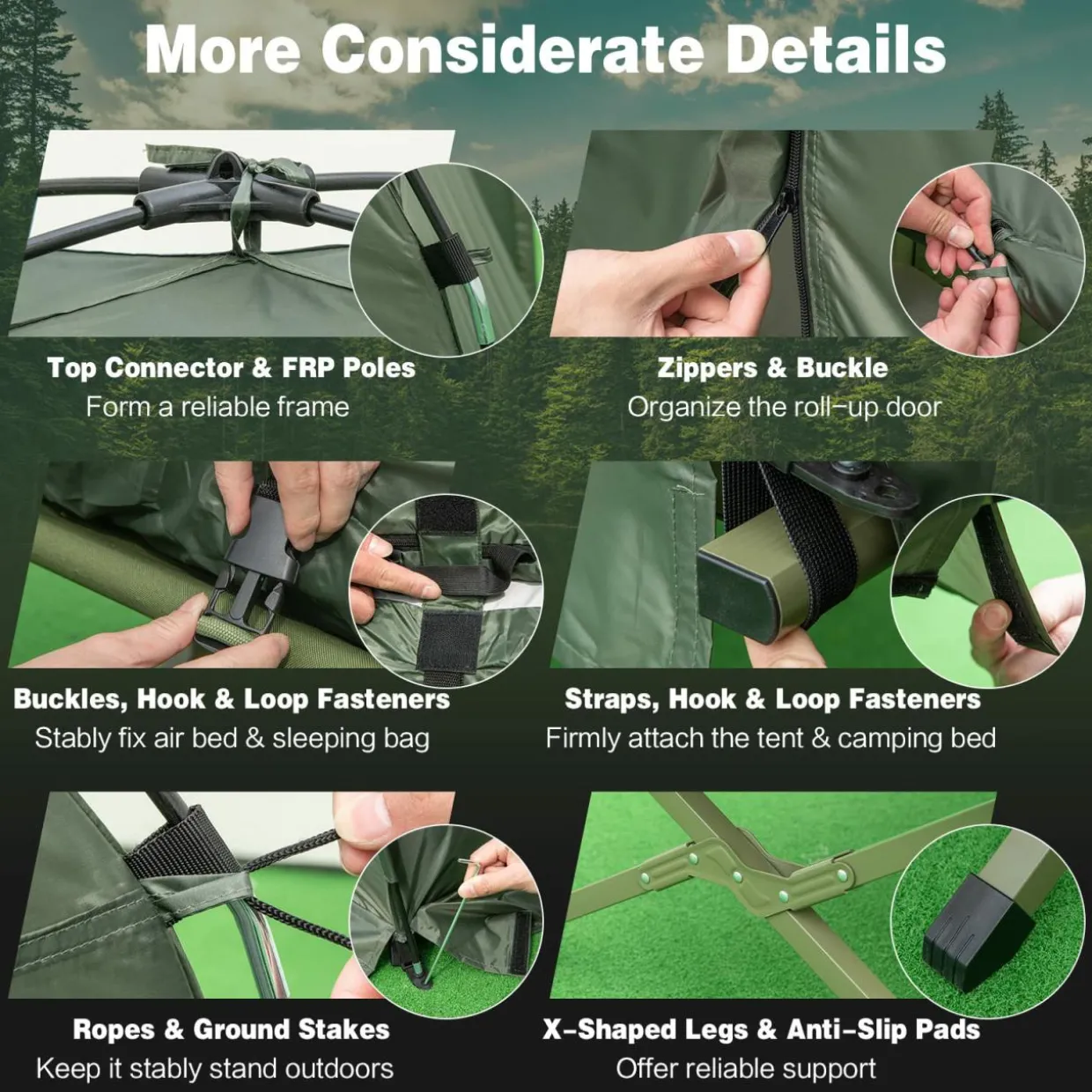 Tangkula 1-Person Tent Cot, Foldable Camping Tent with Air Mattress, Sleeping Bag, Elevated Single Cot Tent with Carrying Bag