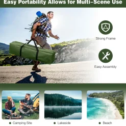 Tangkula 1-Person Tent Cot, Foldable Camping Tent with Air Mattress, Sleeping Bag, Elevated Single Cot Tent with Carrying Bag