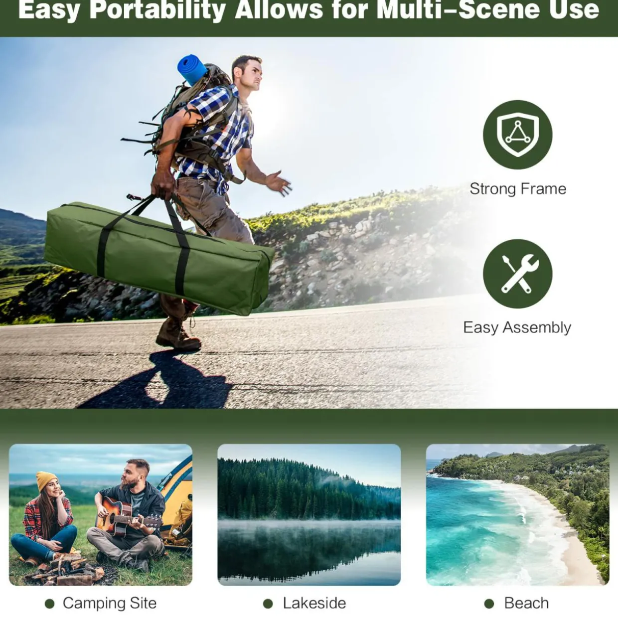 Tangkula 1-Person Tent Cot, Foldable Camping Tent with Air Mattress, Sleeping Bag, Elevated Single Cot Tent with Carrying Bag