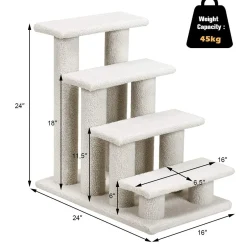 Tangkula Pet Stairs for Cats and Dogs, 4-Step Carpeted Ladder Ramp Cat Climber Cat Scratching Post