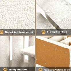 Tangkula Pet Stairs for Cats and Dogs, 4-Step Carpeted Ladder Ramp Cat Climber Cat Scratching Post