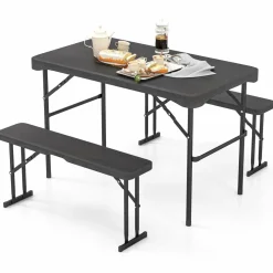 Tangkula Picnic Table with 2 Benches