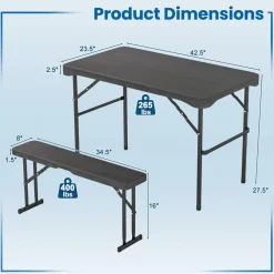 Tangkula Picnic Table with 2 Benches