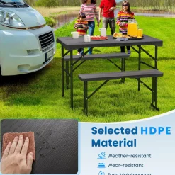 Tangkula Picnic Table with 2 Benches