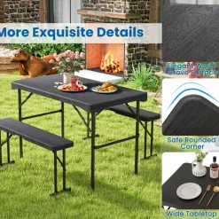 Tangkula Picnic Table with 2 Benches
