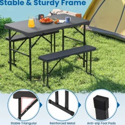 Tangkula Picnic Table with 2 Benches