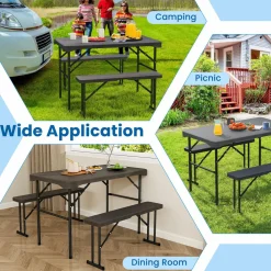 Tangkula Picnic Table with 2 Benches