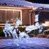 Tangkula 3-Piece Christmas Lighted Reindeer Family Set, Xmas Pre-Lit Reindeer with 255 Cold White LED Lights