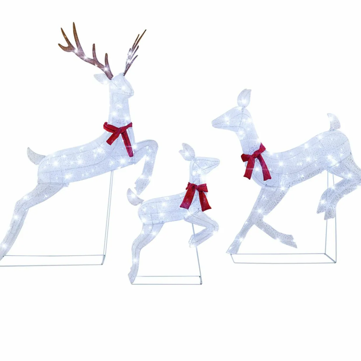 Tangkula 3-Piece Christmas Lighted Reindeer Family Set, Xmas Pre-Lit Reindeer with 255 Cold White LED Lights
