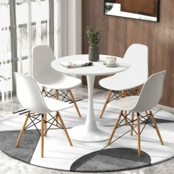 Tangkula 5-Piece Dining Table Set for 4, Kitchen Table Set with Seat & Solid Wood Legs