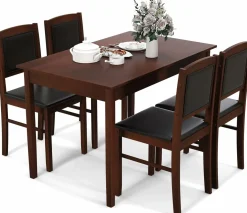 Tangkula 5-Piece Dining Table Set for 4, Farmhouse Solid Wood Dinette Set w/Rubber Wood Legs