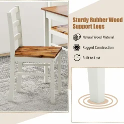 Tangkula 5-Piece Dining Table Set for 4, Farmhouse Solid Wood Dinette Set w/Rubber Wood Legs