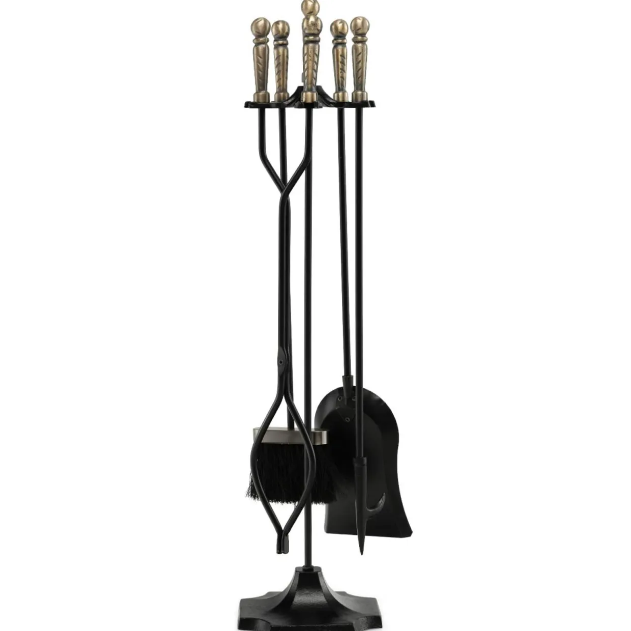 Tangkula 5-Piece Fireplace Tool Set, Heavy Duty Fire Wood Tool Set with Tong, Brush, Shovel, Poker, Stand