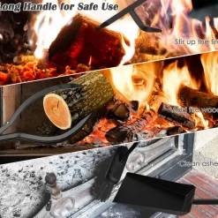 Tangkula 5-Piece Fireplace Tool Set, Heavy Duty Fire Wood Tool Set with Tong, Brush