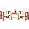 Tangkula 3-Piece Outdoor Acacia Wood Sofa Set w/Cushions