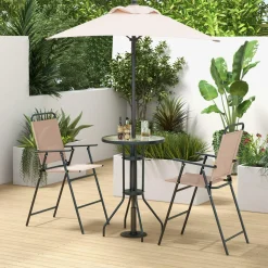 Tangkula 4-Piece Outdoor Bar Set with Umbrella