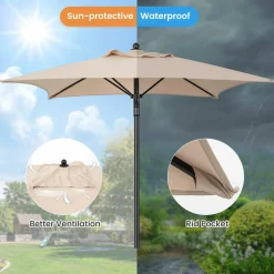 Tangkula 4-Piece Outdoor Bar Set with Umbrella