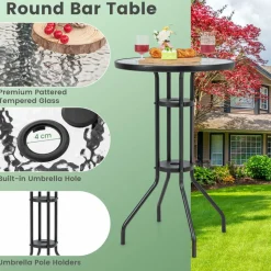 Tangkula 4-Piece Outdoor Bar Set with Umbrella