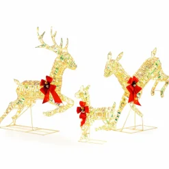 Tangkula 3-Piece Outdoor Christmas Lighted Reindeer Family Set, Light up Xmas Deer Decorations ( 3.4 FT+3.1 FT+1.6 FT )