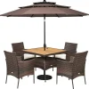Tangkula 6-Piece Outdoor Dining Set, PE Wicker Patio Dining Table and Chairs Set with Cushions