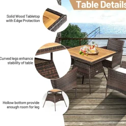 Tangkula 6-Piece Outdoor Dining Set, PE Wicker Patio Dining Table and Chairs Set with Cushions