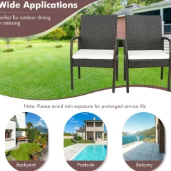 Tangkula 5-Piece Outdoor Dining Set with Acacia Wood Table & 4 Wicker Rattan Armrest Chairs