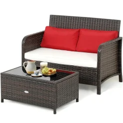 Tangkula 2-Piece Outdoor Patio Wicker Furniture Set