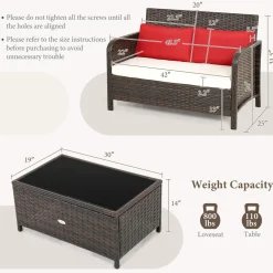 Tangkula 2-Piece Outdoor Patio Wicker Furniture Set