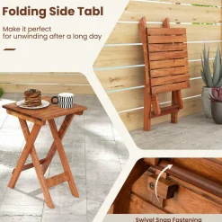 Tangkula 3-piece Outdoor Poplar Wood Rocking Bistro Set