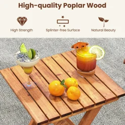 Tangkula 3-piece Outdoor Poplar Wood Rocking Bistro Set